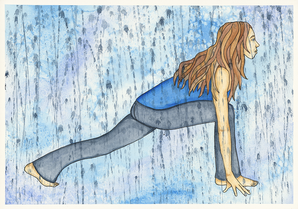 Lunge Pose watercolour print by Kellie Espie