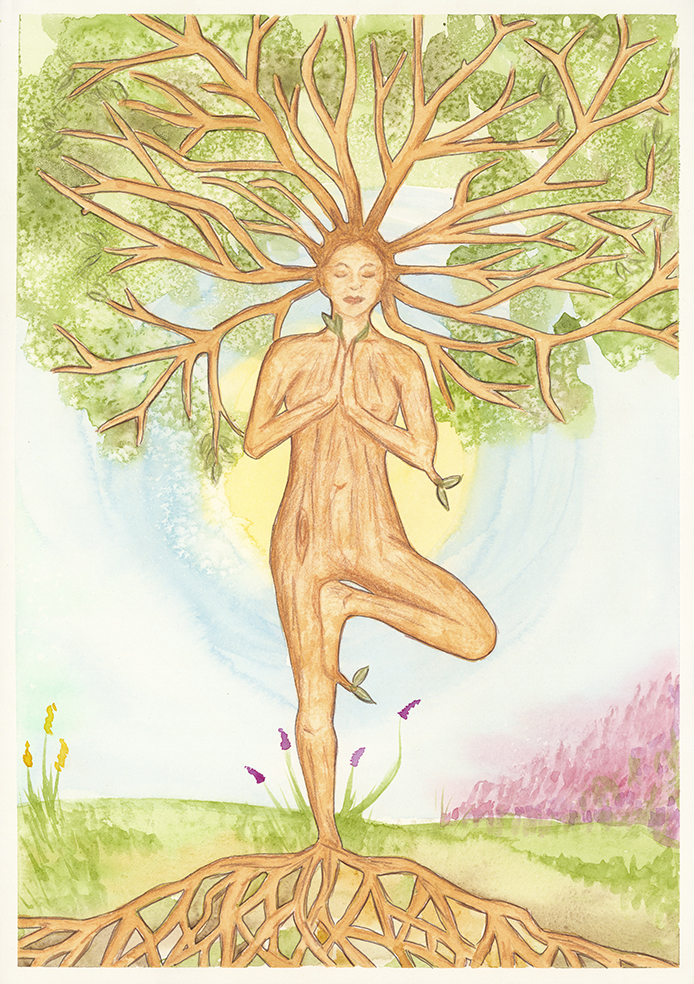 Tree Pose watercolour print by Kellie Espie