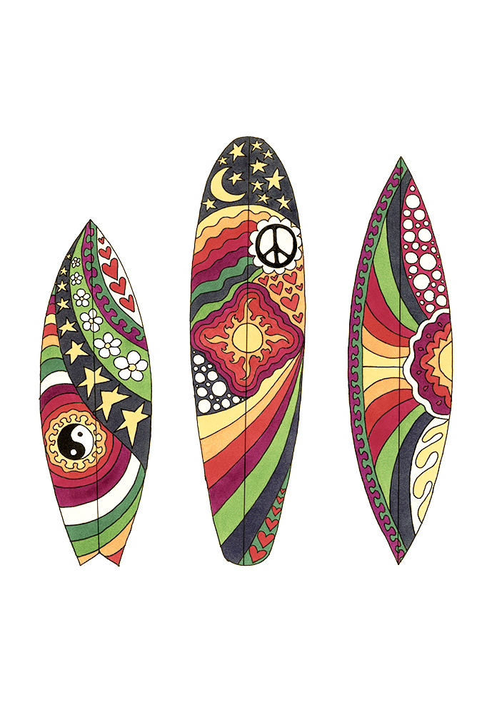 Surfboards — Vintage art print by Kellie Espie