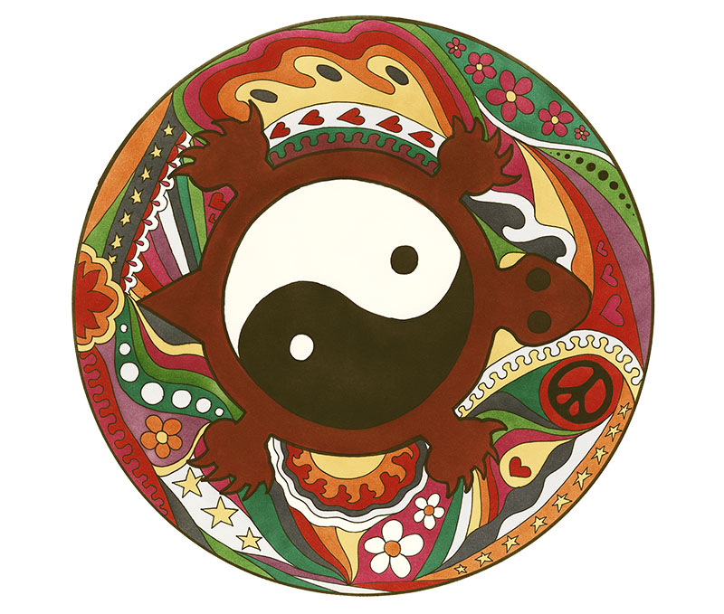 Yin Yang Turtle — Vintage art print by Kellie Espie