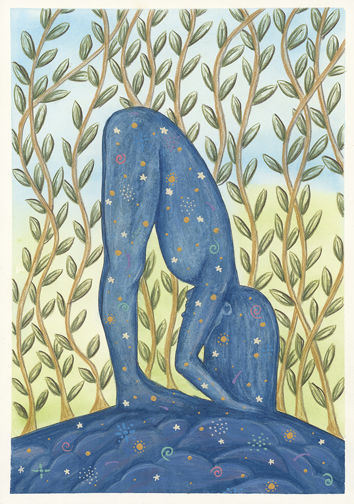Standing Forward Bend watercolour print by Kellie Espie