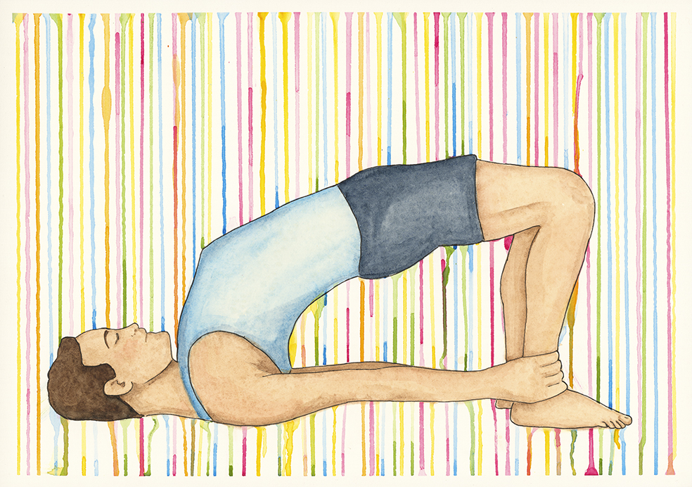 Bridge Pose watercolour print by Kellie Espie