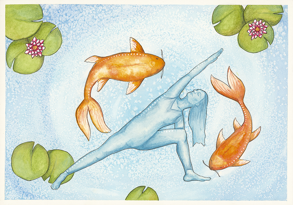 Side Angle Stretch watercolour print by Kellie Espie
