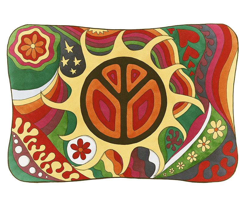 Flaming Peace — Vintage art print by Kellie Espie