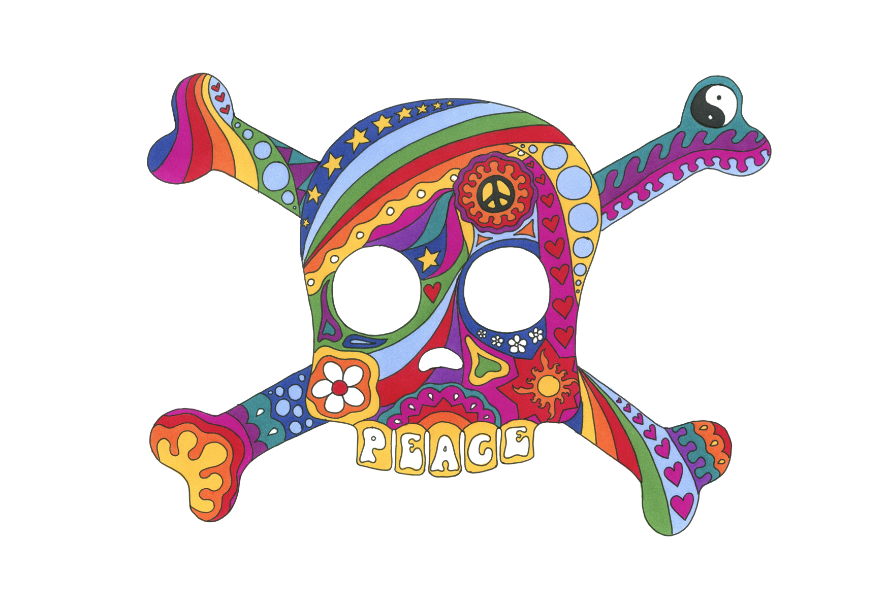 Peace Skull art print by Kellie Espie
