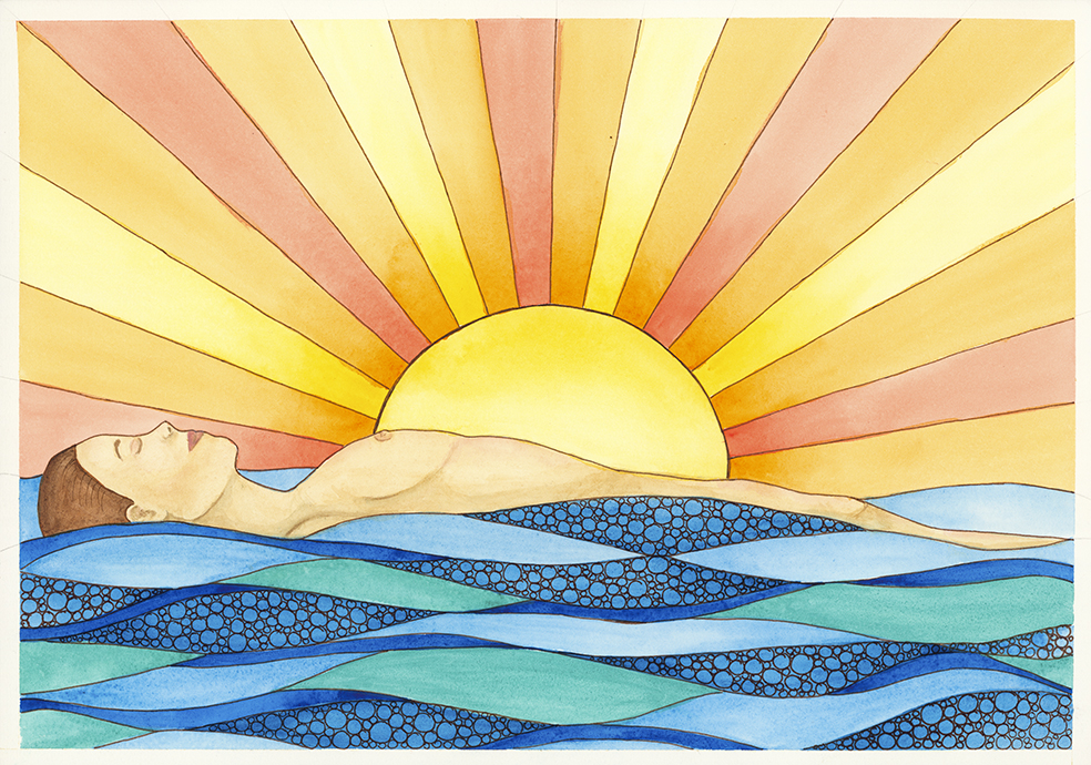 Corpse Pose watercolour print by Kellie Espie