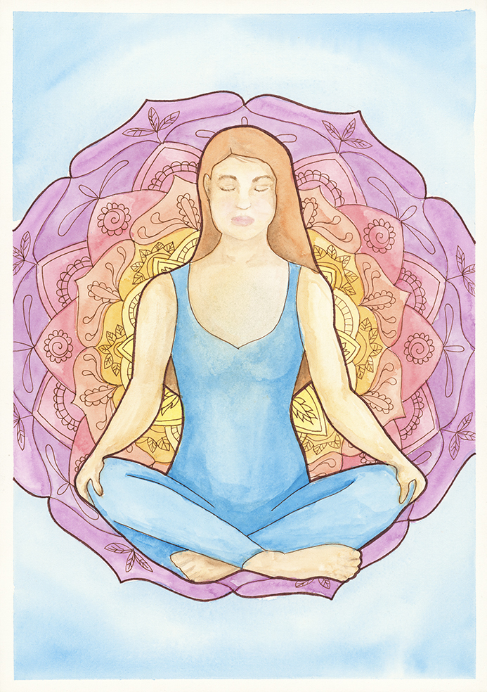 Meditation watercolour print by Kellie Espie