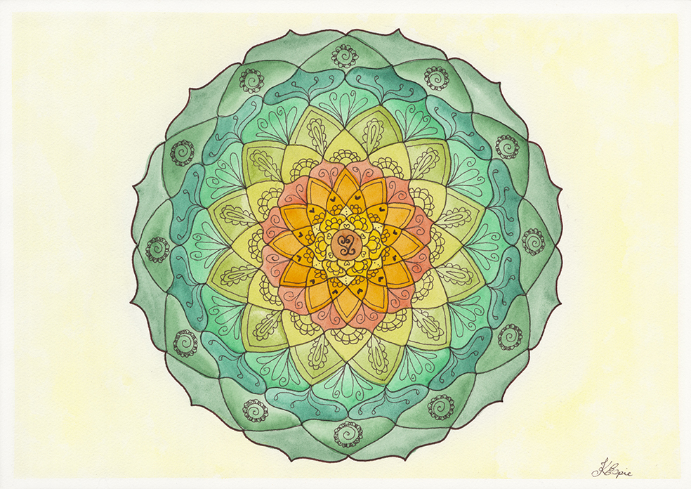 Emerald Lotus Mandala art print by Kellie Espie