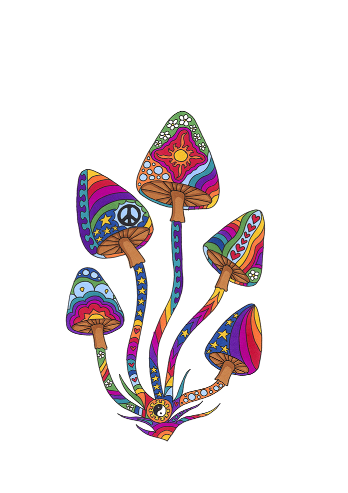 Five Mushrooms art print by Kellie Espie