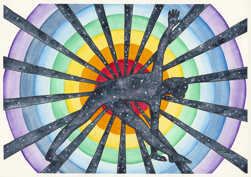 Triangle Pose watercolour print by Kellie Espie