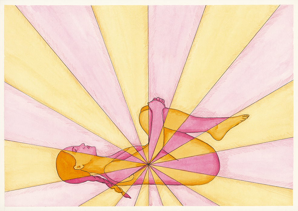 Knees to Chest watercolour print by Kellie Espie
