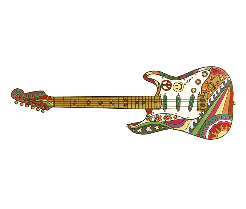 Guitar — Vintage art print by Kellie Espie
