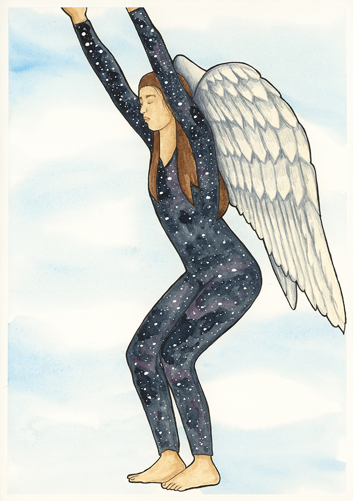 Chair Pose watercolour print by Kellie Espie