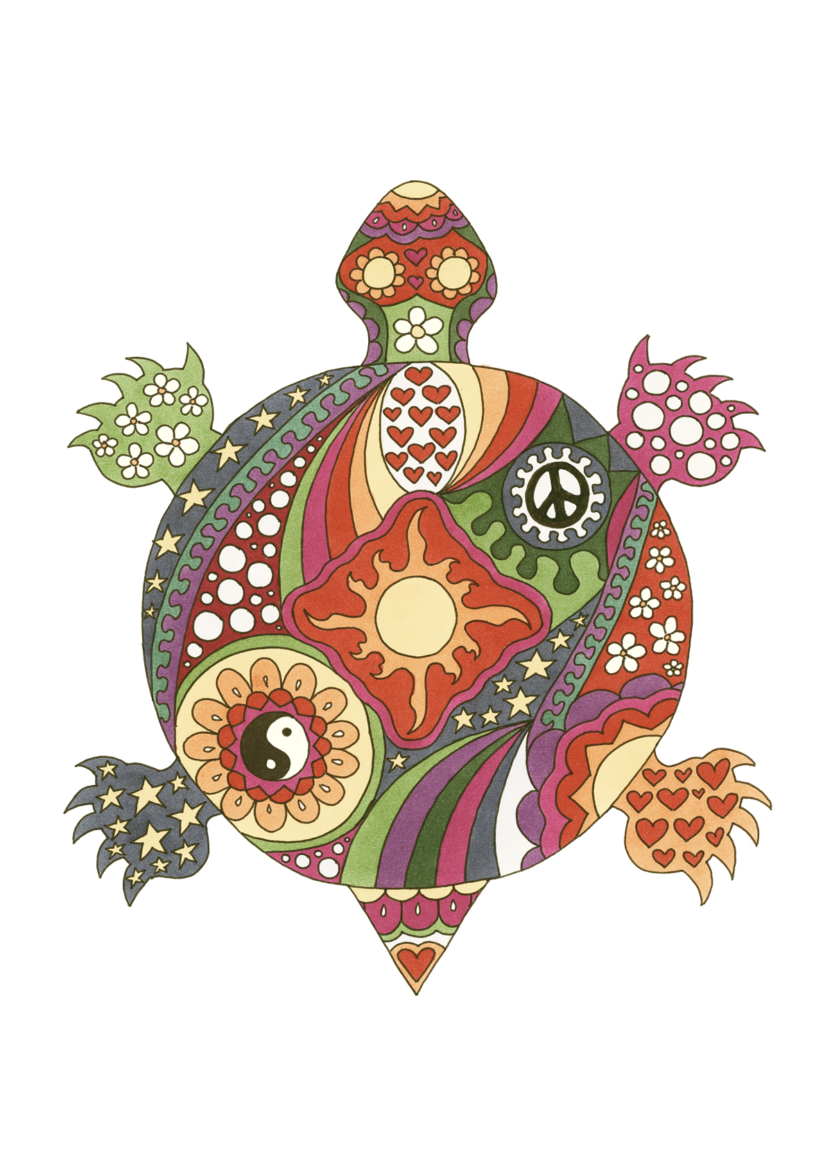 Turtle — Vintage art print by Kellie Espie