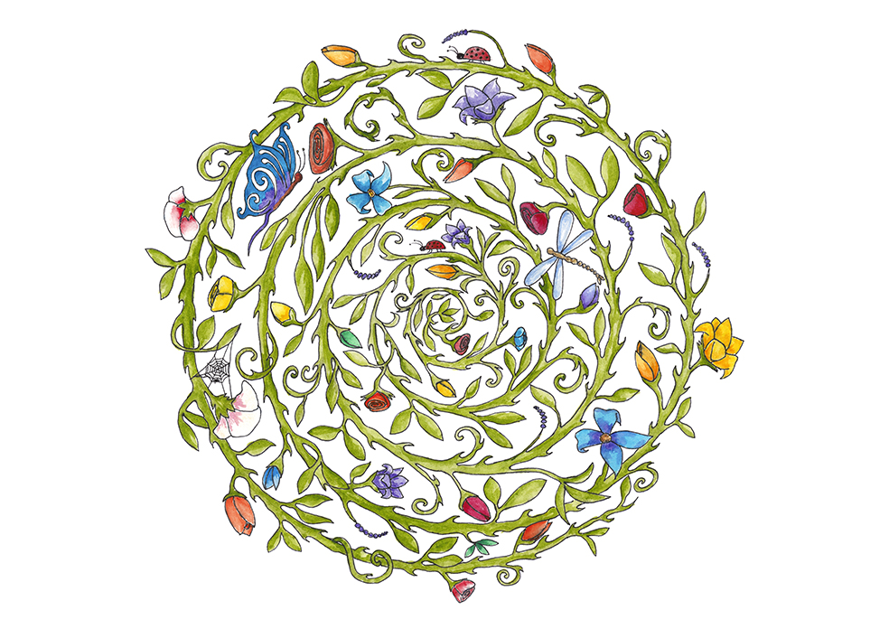 Spiral Mandala art print by Kellie Espie