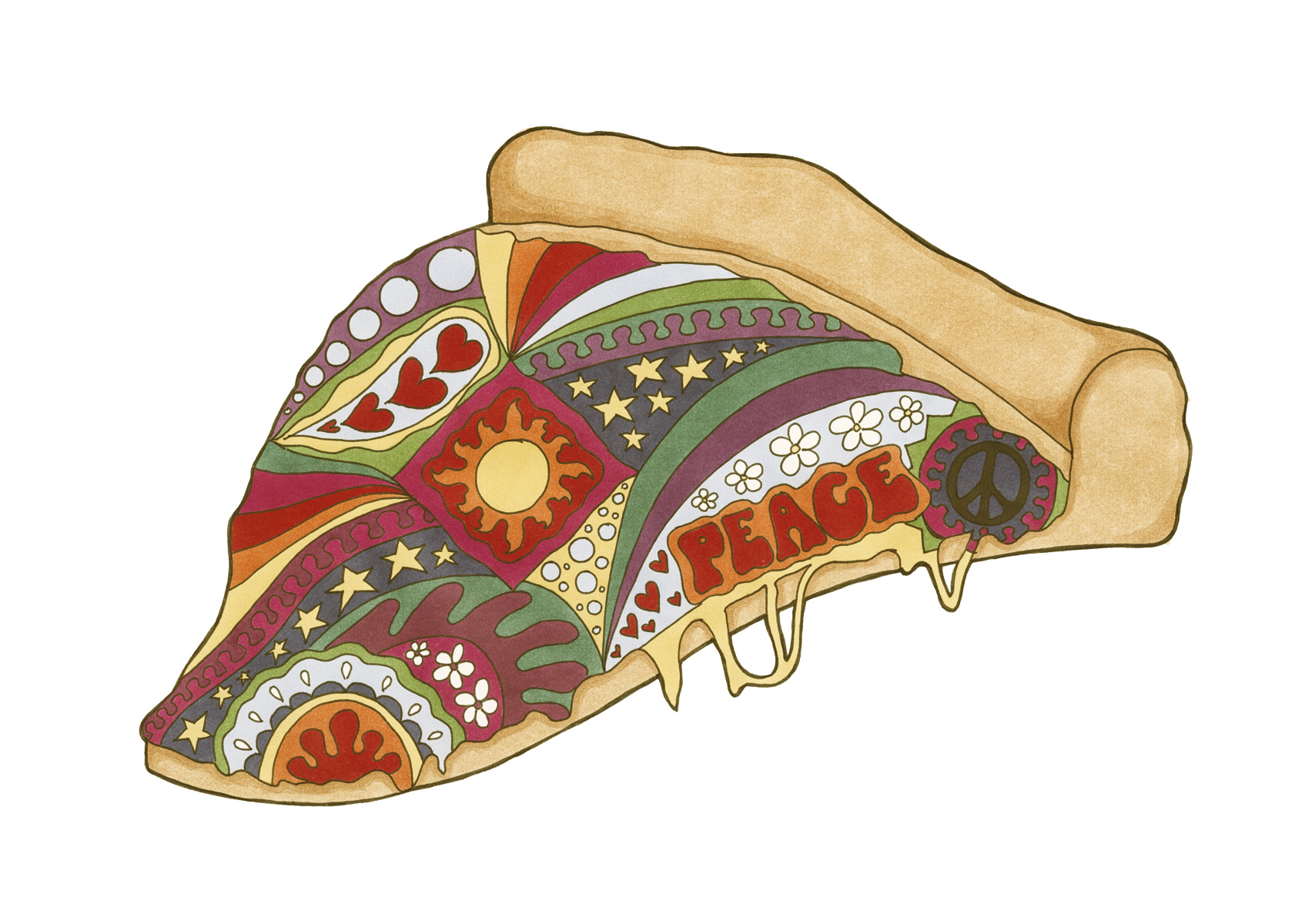 Peace Pizza — Vintage art print by Kellie Espie