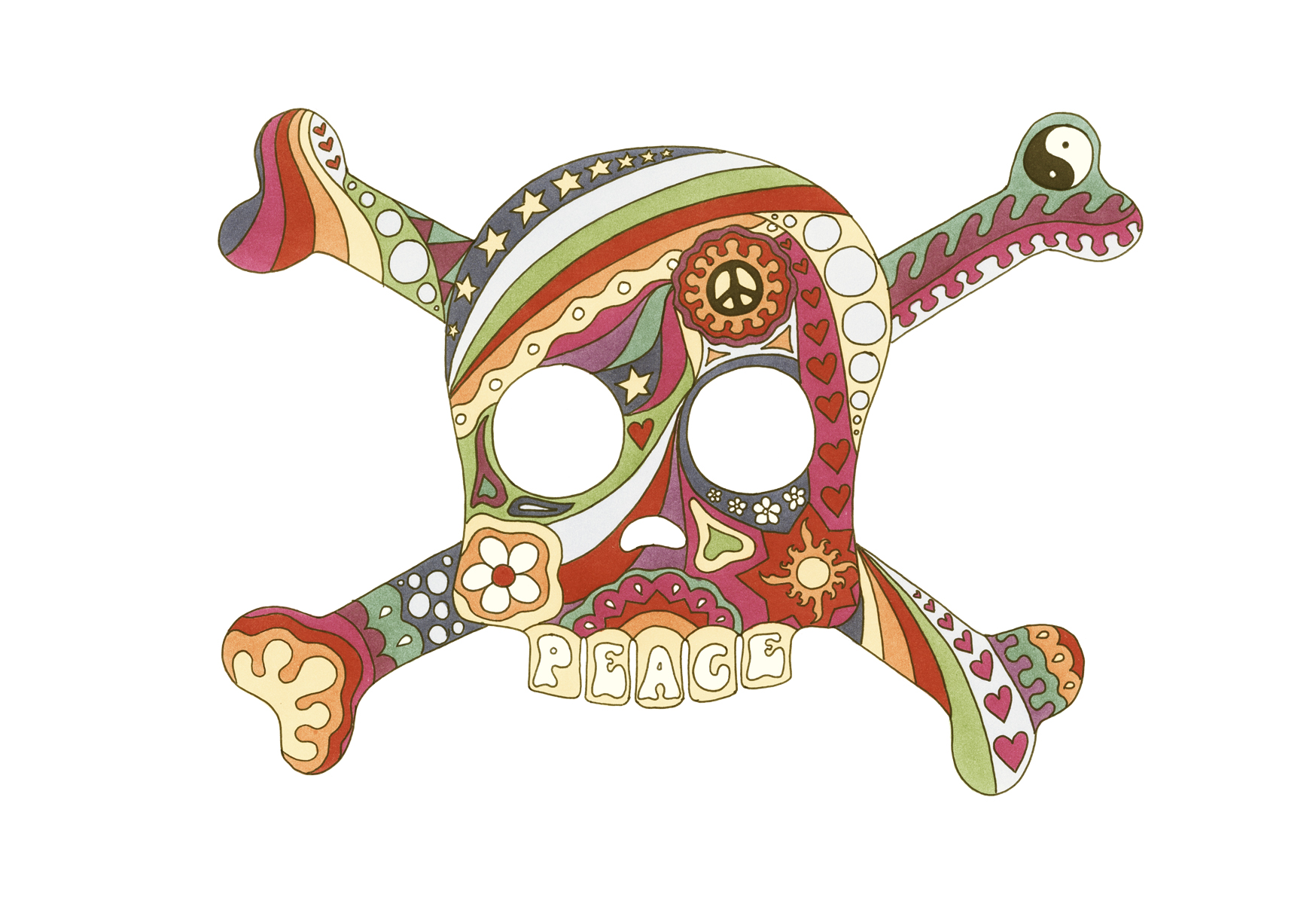 Peace Skull — Vintage art print by Kellie Espie