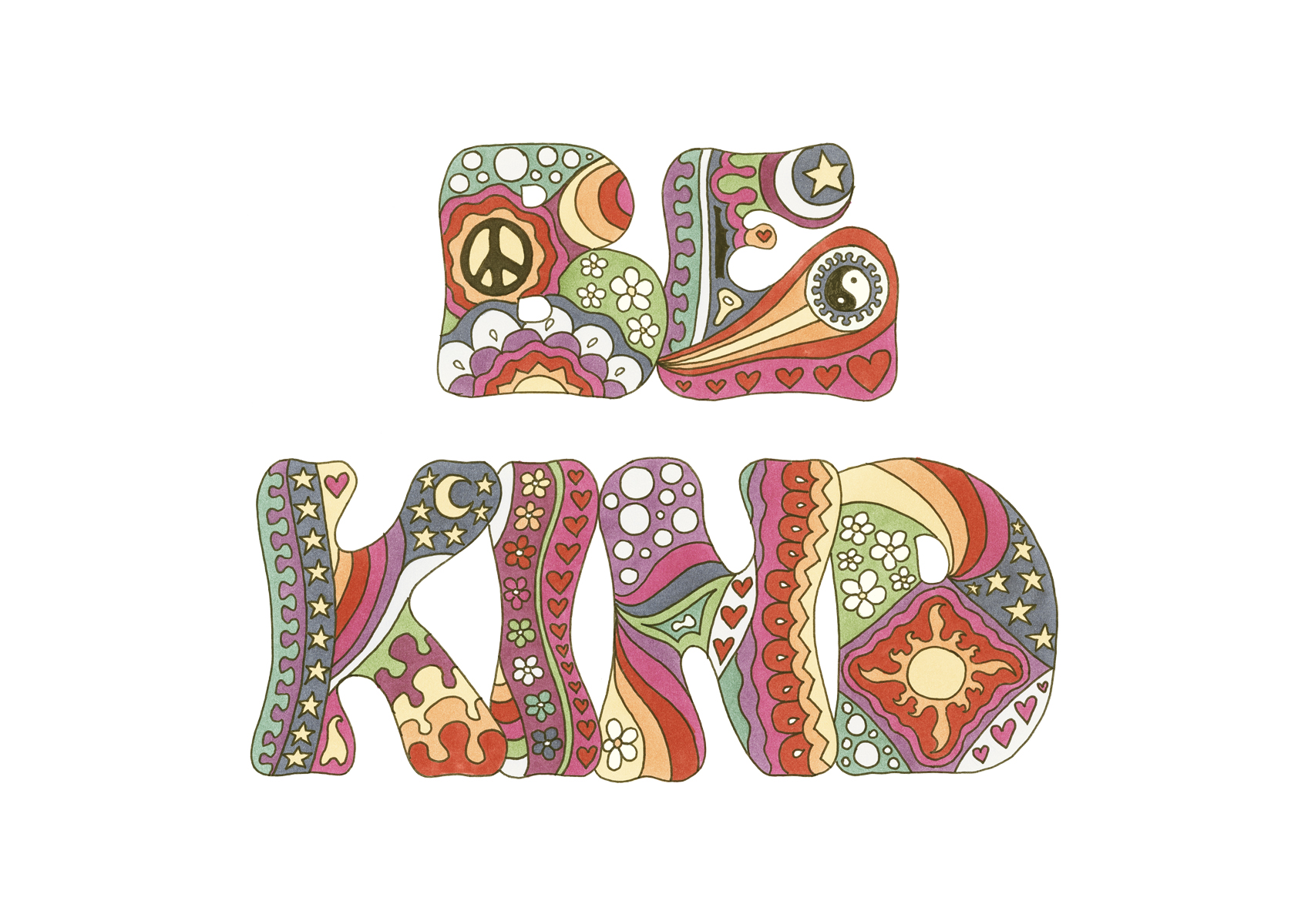 Be Kind — Vintage art print by Kellie Espie