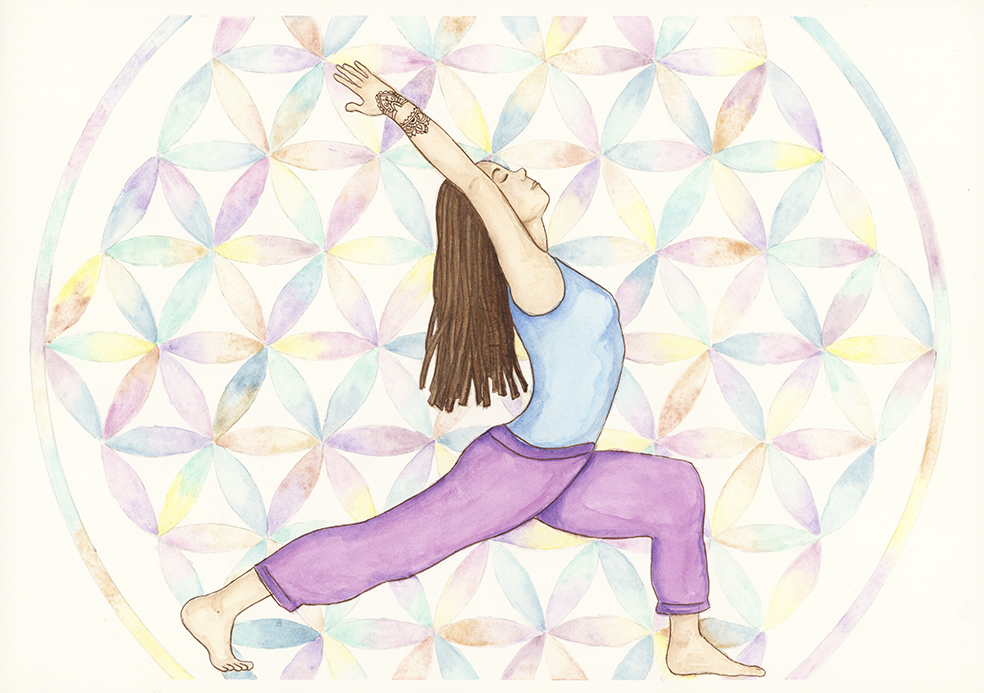 Warrior 1 watercolour print by Kellie Espie