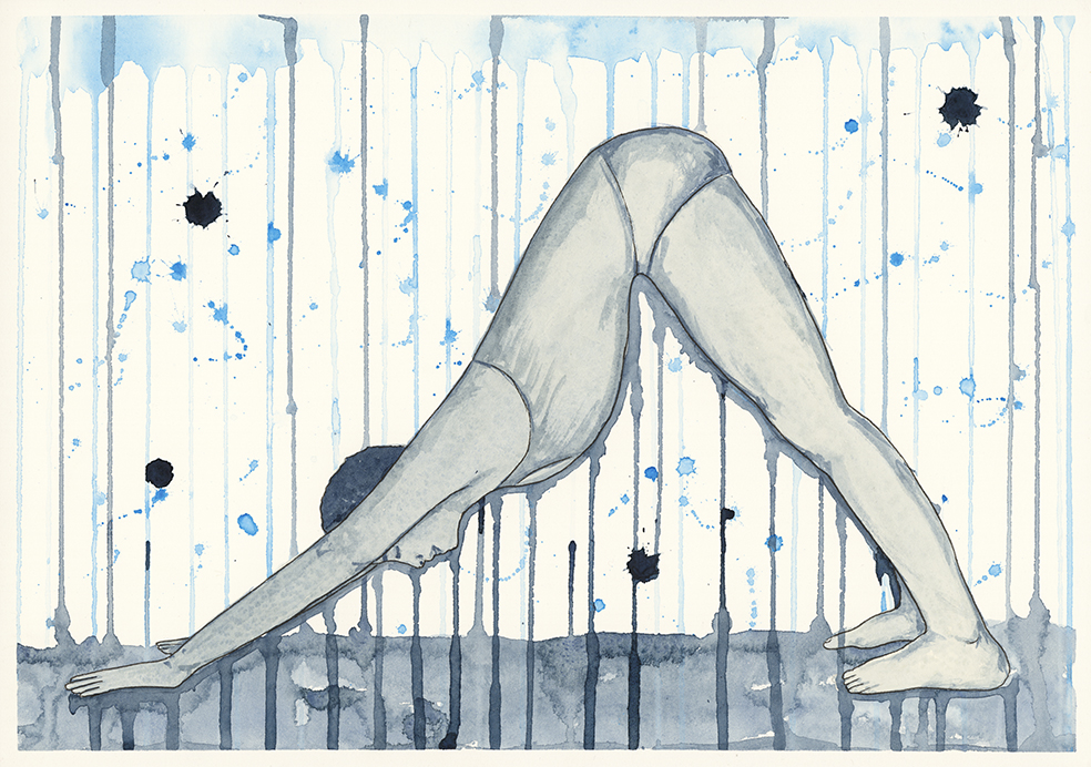 Downward Dog watercolour print by Kellie Espie