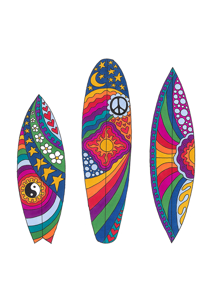 Surfboards art print by Kellie Espie