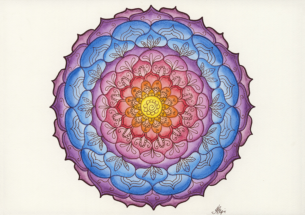 Violet Rose Mandala art print by Kellie Espie