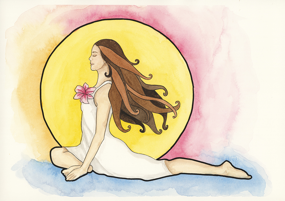 Pigeon Pose watercolour print by Kellie Espie