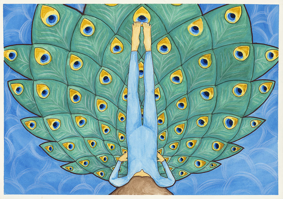 Shoulder Stand watercolour print by Kellie Espie