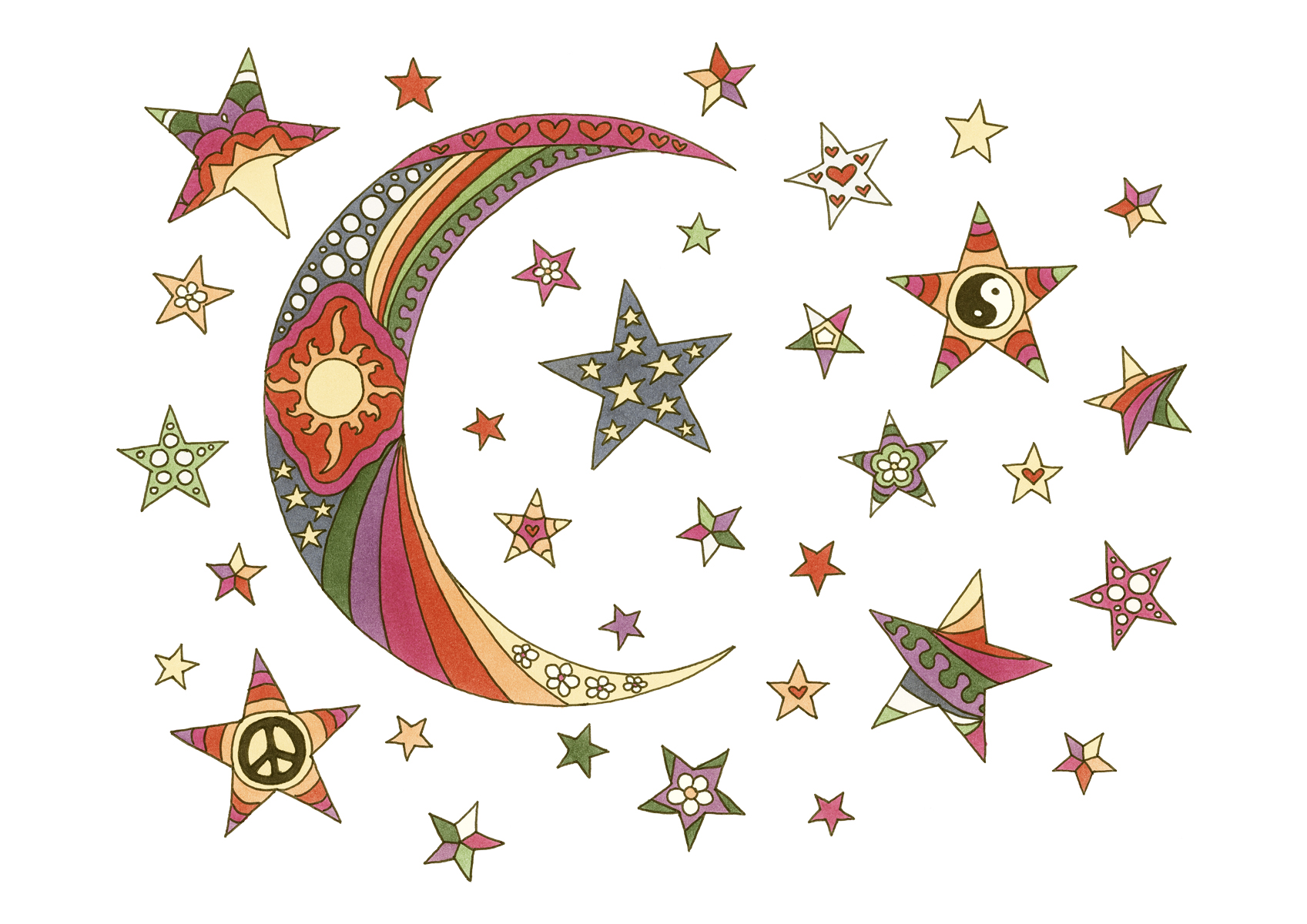 Crescent Moon — Vintage art print by Kellie Espie