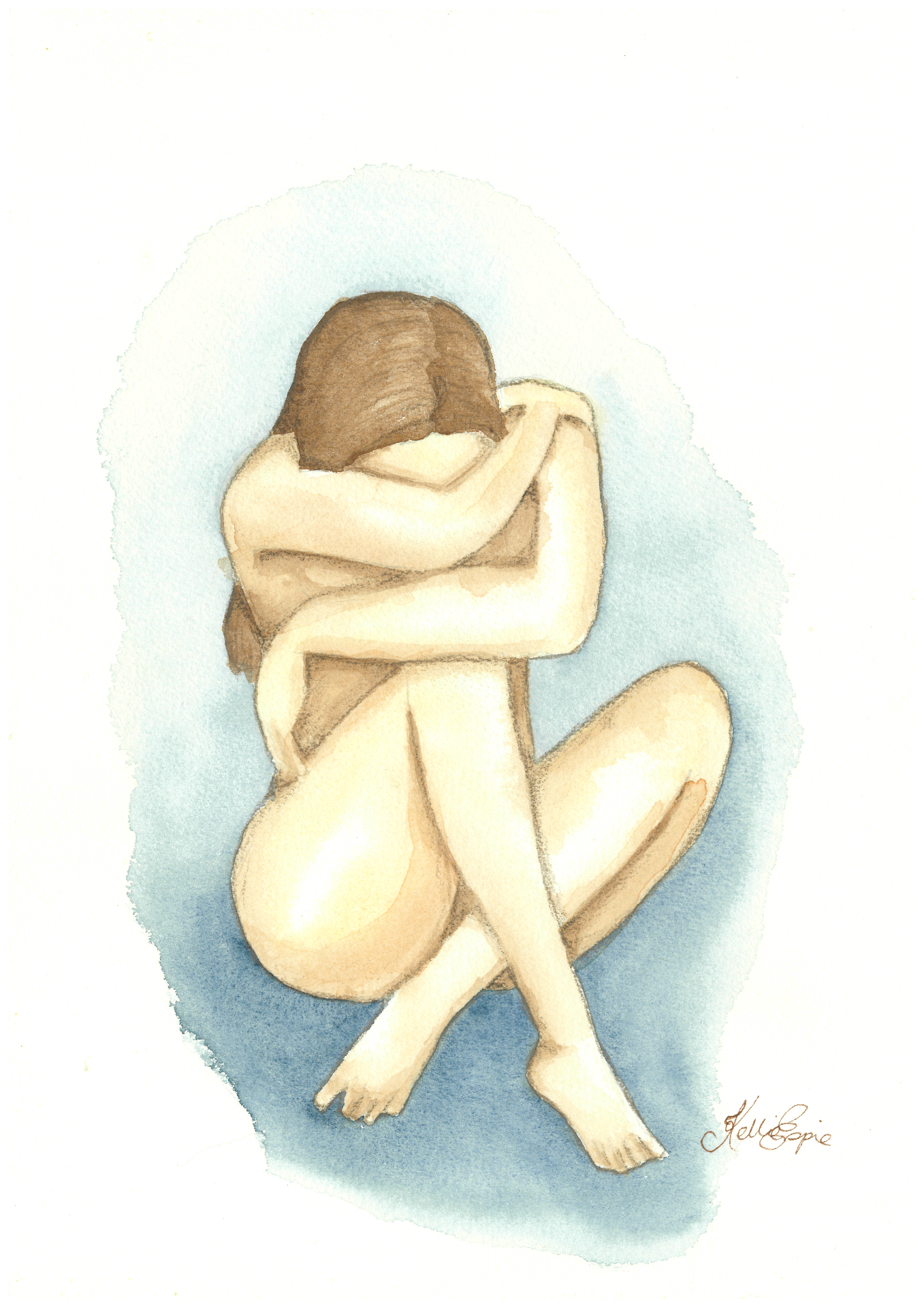 Hidden — Watercolour and Ink · 2024 original artwork by Kellie Espie